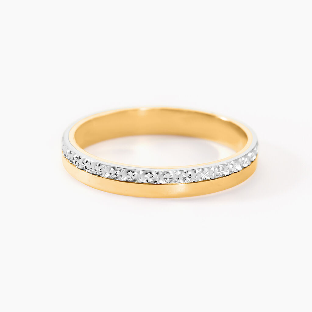Alliance Fantaisie Diamantee Ruban Plat Or Bicolore - Alliances duo Unisex | Marc Orian