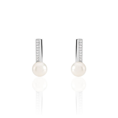 Boucles D'oreilles Pendantes Kathy Argent  Perle De Culture Et Oxyde - Pendantes Femme | Marc Orian