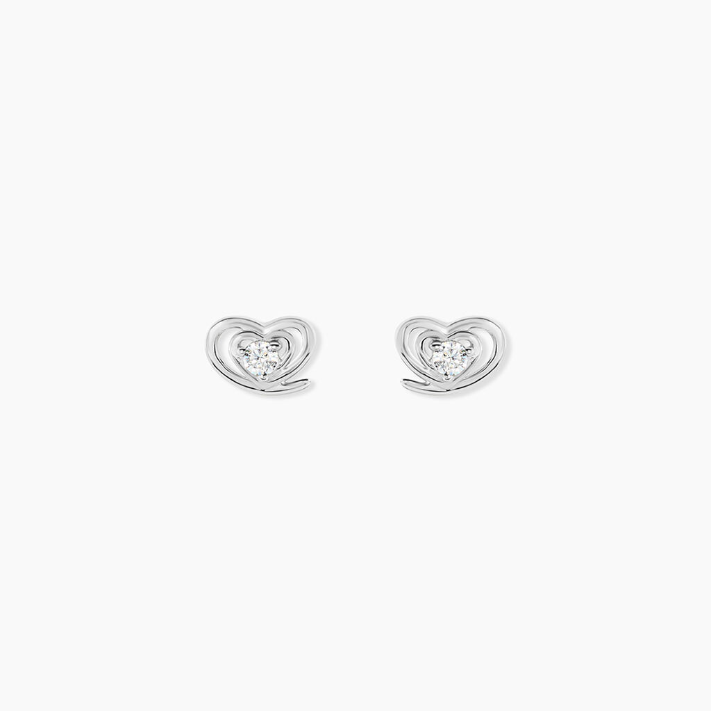 Boucles D'oreilles Puces Alou Argent Blanc Oxyde De Zirconium - Puces Femme | Marc Orian