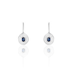 Boucles D'oreilles Pendantes Or Blanc Saphir Et Diamant - Boucles d'oreilles Pendantes Femme | Marc Orian