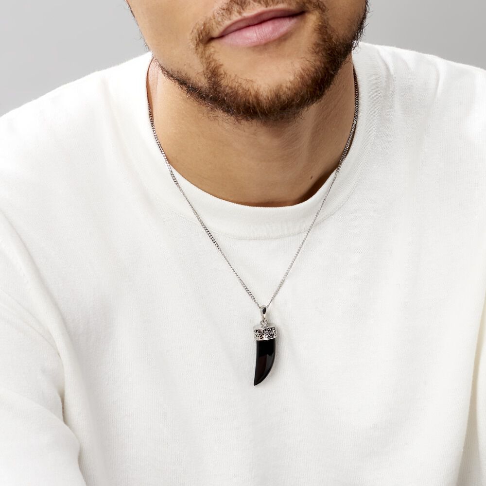 Collier Acier Blanc Ludvik Agate - Colliers avec pierres Homme | Marc Orian