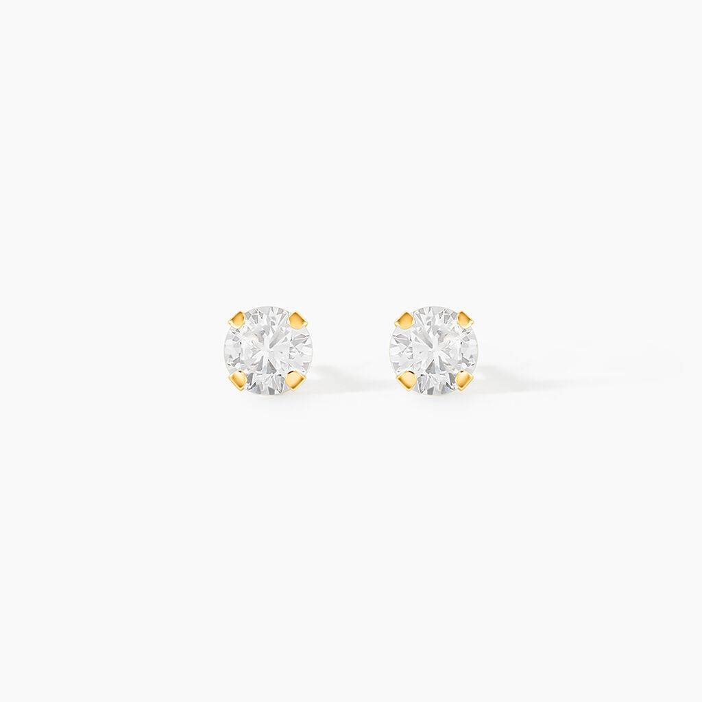 Boucles D'oreilles Puces Eddie Or Jaune Oxyde De Zirconium - Puces Femme | Marc Orian