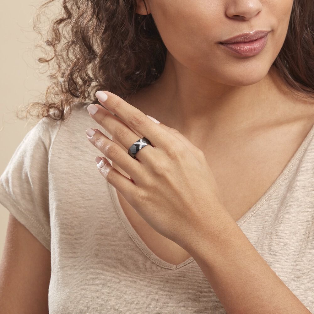 Bague Ceramique X Argent Blanc Oxyde De Zirconium Et Céramique - Bagues avec pierre Femme | Marc Orian
