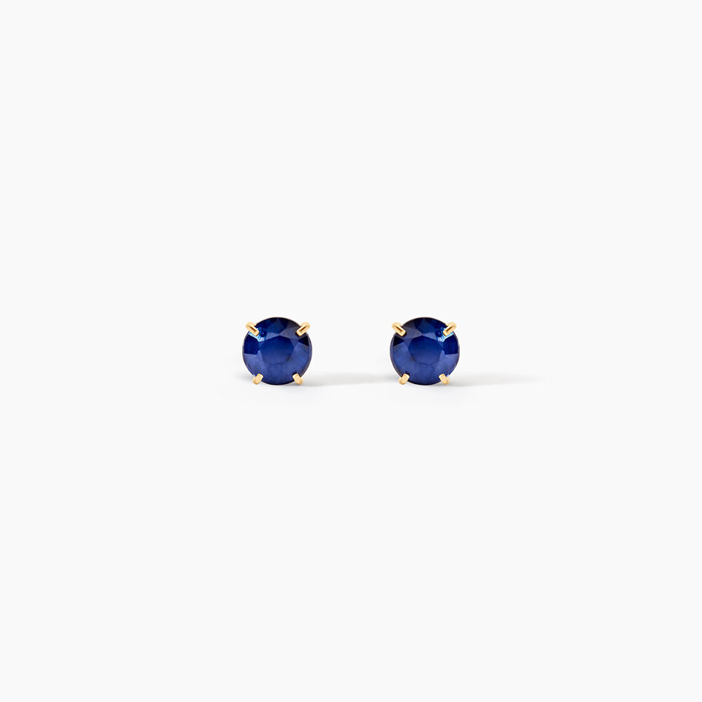 Boucles D'oreilles Puces Elea Serti Griffe Or Jaune Saphir - Puces Femme | Marc Orian