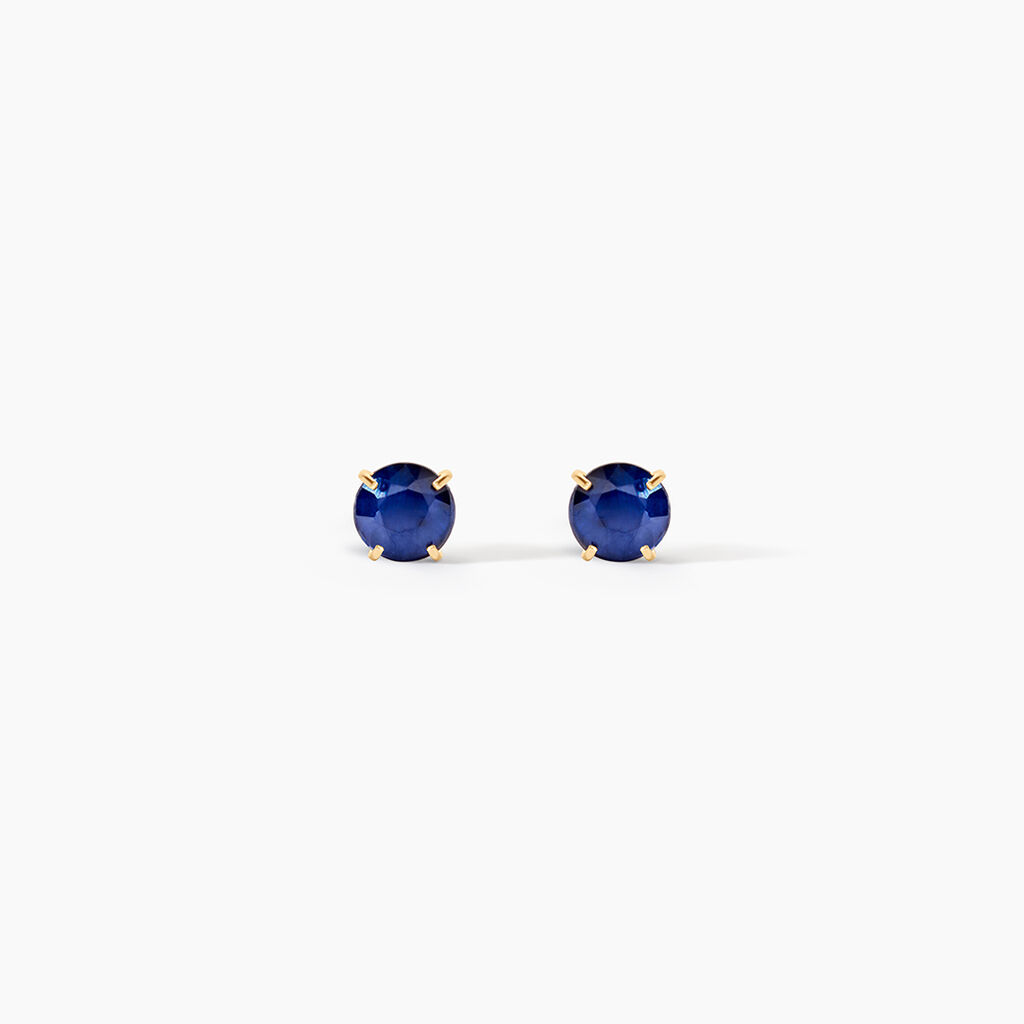 Boucles D'oreilles Puces Elea Serti Griffe Or Jaune Saphir - Puces Femme | Marc Orian