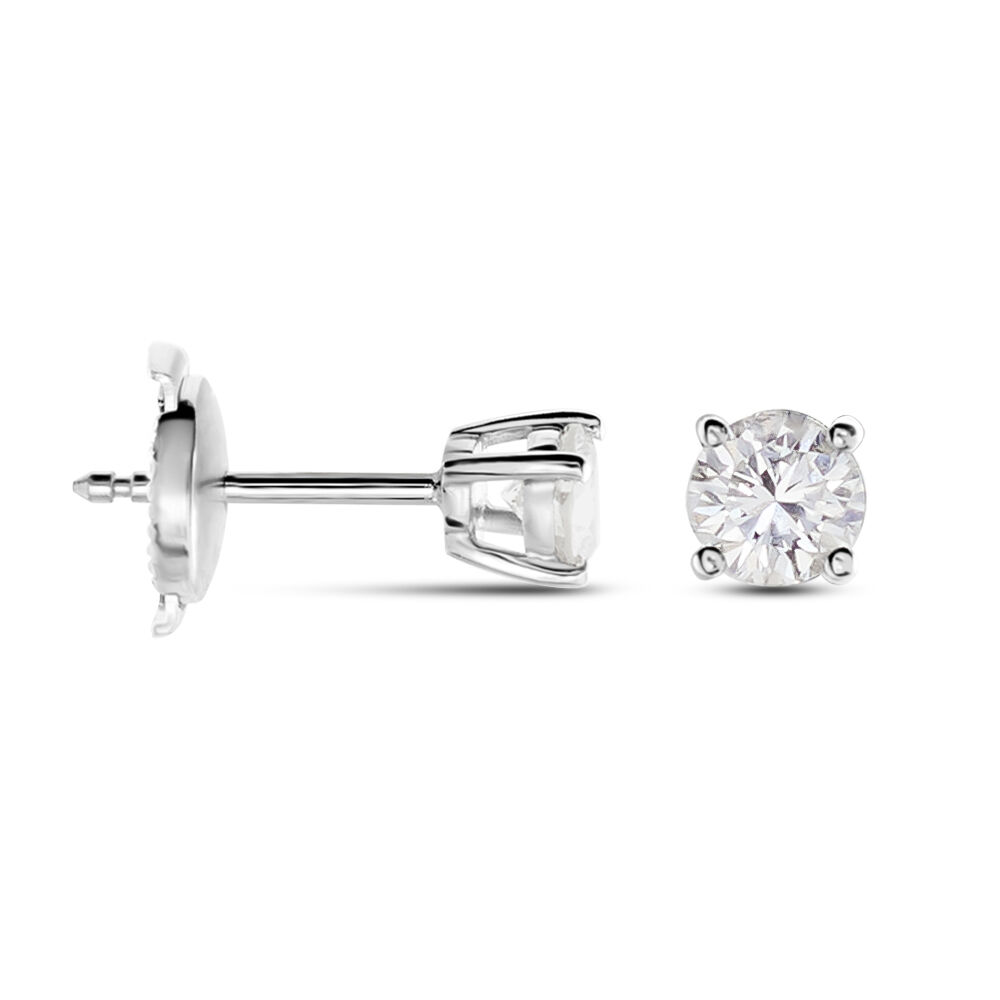 Boucles D'oreilles Puces Or Blanc Victoria Diamant - Puces Femme | Marc Orian
