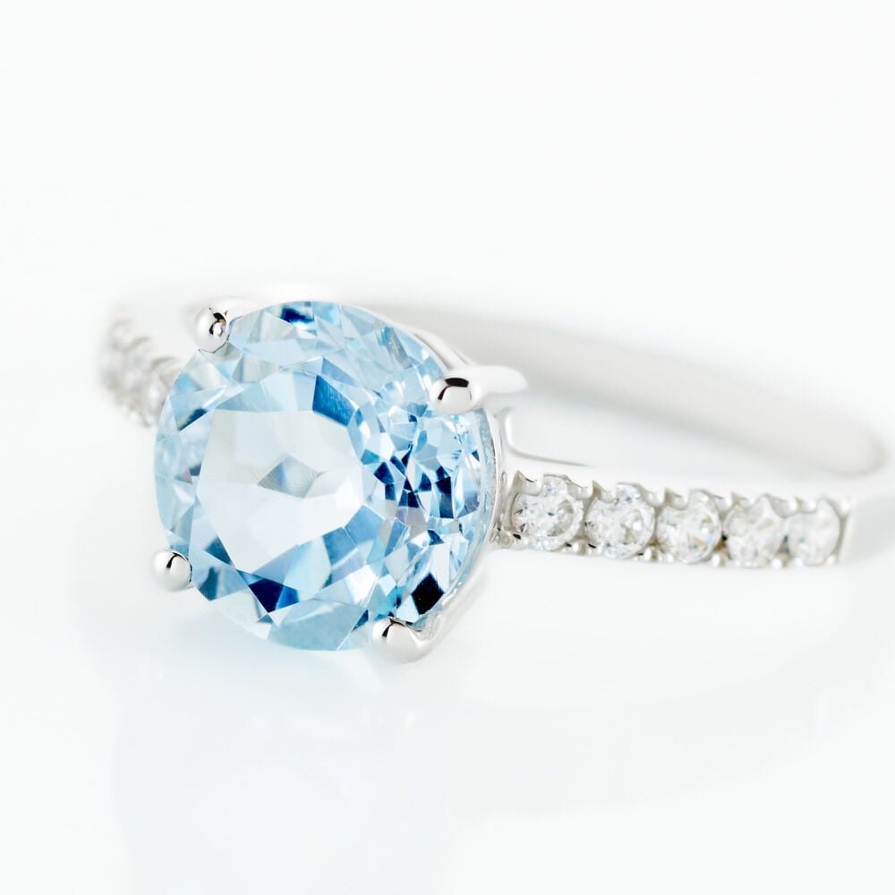 Bague Or Blanc Terese Topaze Oxydes De Zirconium - Bagues pierres fines Femme | Marc Orian