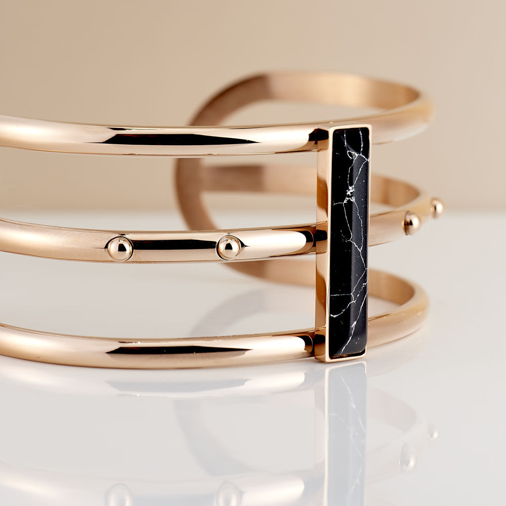 Bracelet Jonc Medina Acier Rose Pierre De Synthese - Bracelets Pierre Femme | Marc Orian