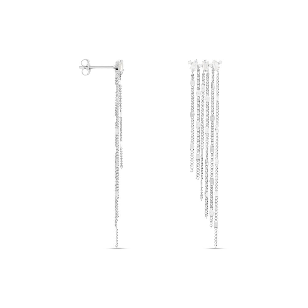 Boucles D'oreilles Pendantes Argent Blanc Vilko Oxyde - Pendantes Femme | Marc Orian