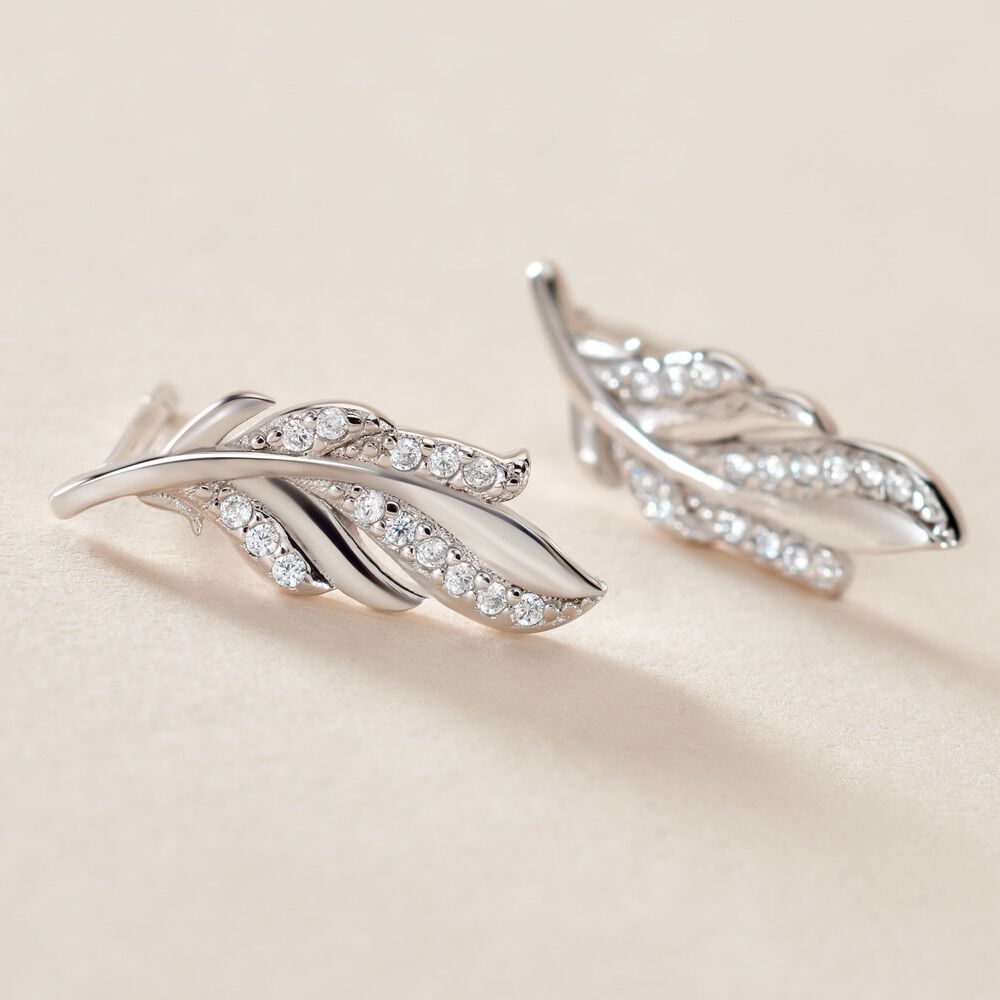 Boucles D'oreilles Puces Isae Argent Blanc Oxyde De Zirconium - Puces Femme | Marc Orian