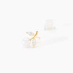 Boucles D'oreilles Puces Frigga Or Jaune Perle De Culture Et Oxyde - Boucles d'oreilles mariage Femme | Marc Orian