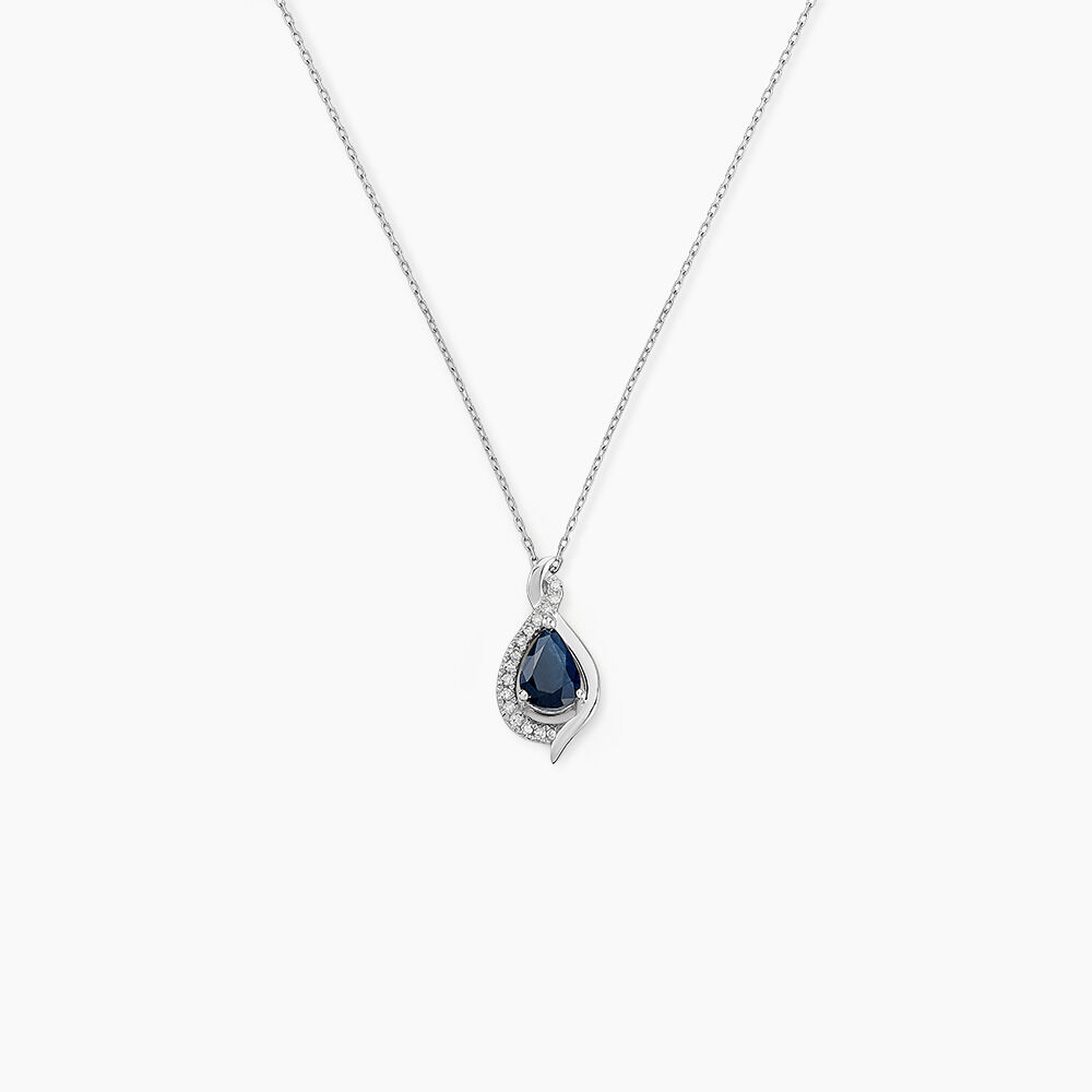 Collier Angelika Or Blanc Saphir Et Diamant - Colliers avec pierres Femme | Marc Orian