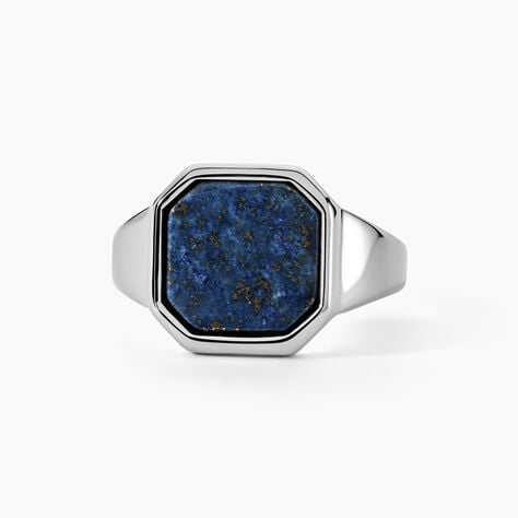 Chevalière Jourdan Eduard Acier Argenté Lapis Lazuli - Bijoux fantaisie Homme | Marc Orian