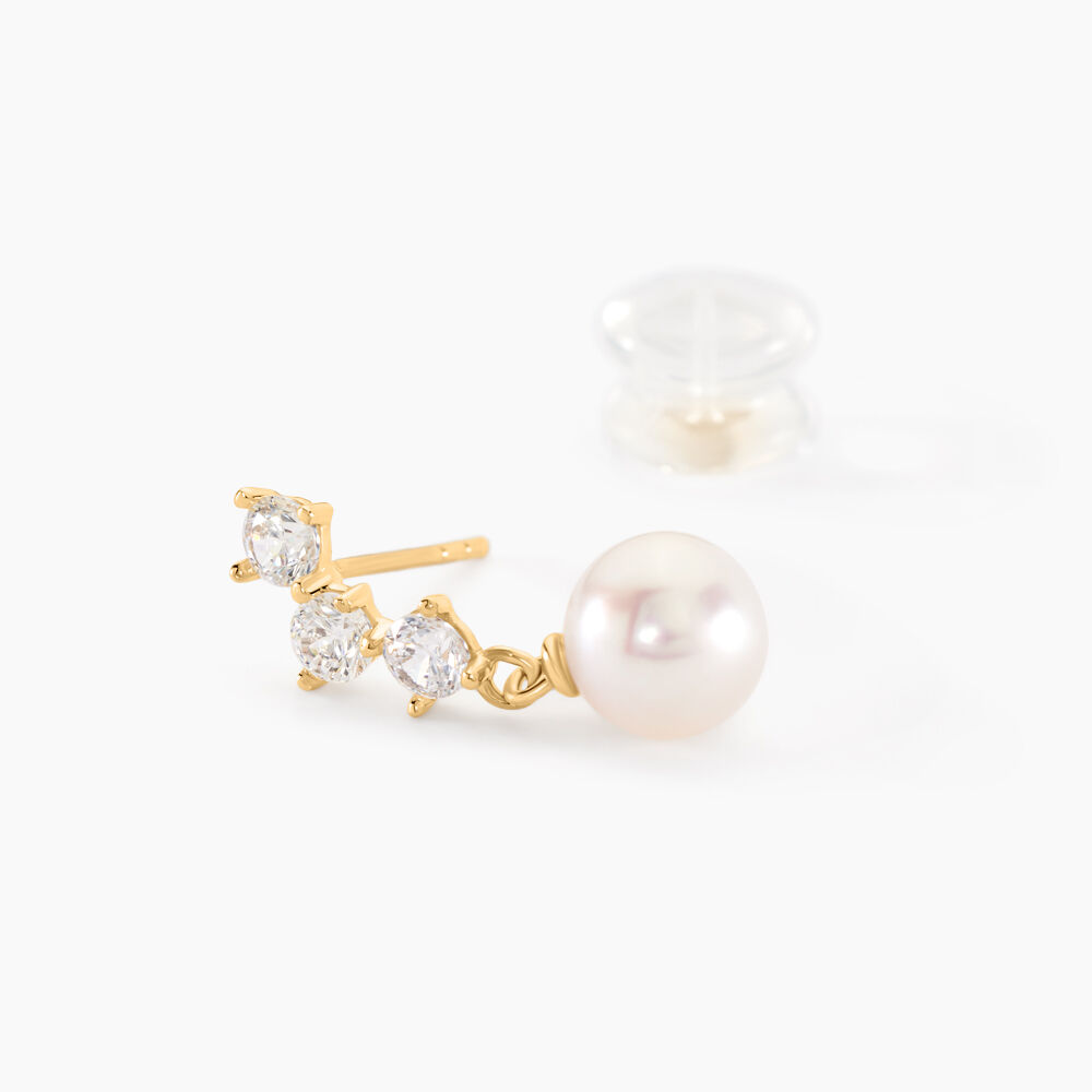 Boucles D'oreilles Pendantes Taiss Or Jaune Perle De Culture - Pendantes Femme | Marc Orian