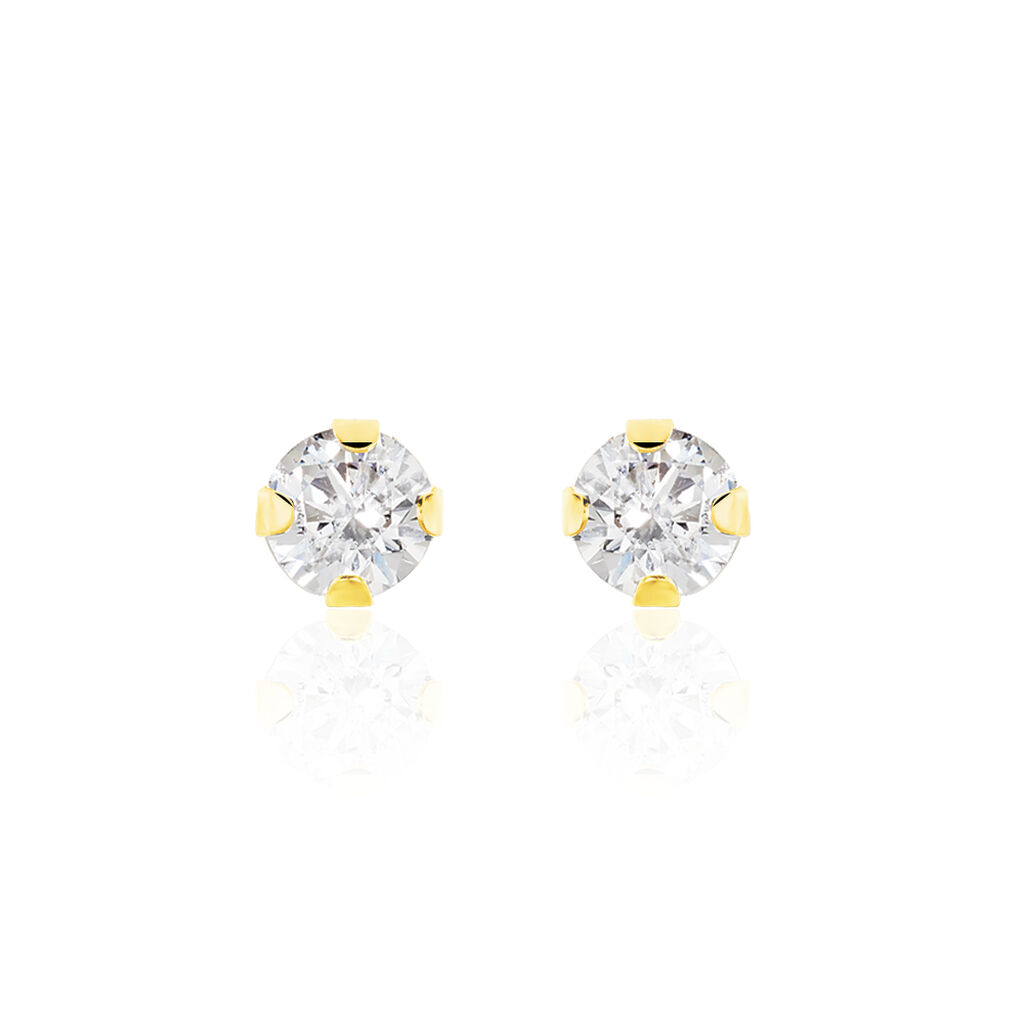 Boucles D'oreilles Puces Eddie Or Jaune Oxyde De Zirconium - Puces Femme | Marc Orian