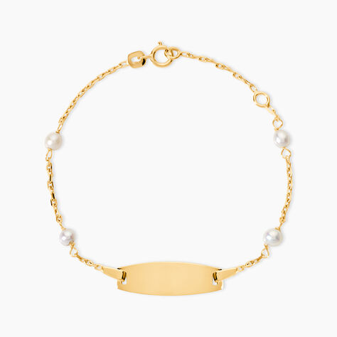 Bracelet Identit&eacute; Gaspardine Maille For&ccedil;at Or Jaune Perle De Culture - Gourmettes Enfant | Marc Orian