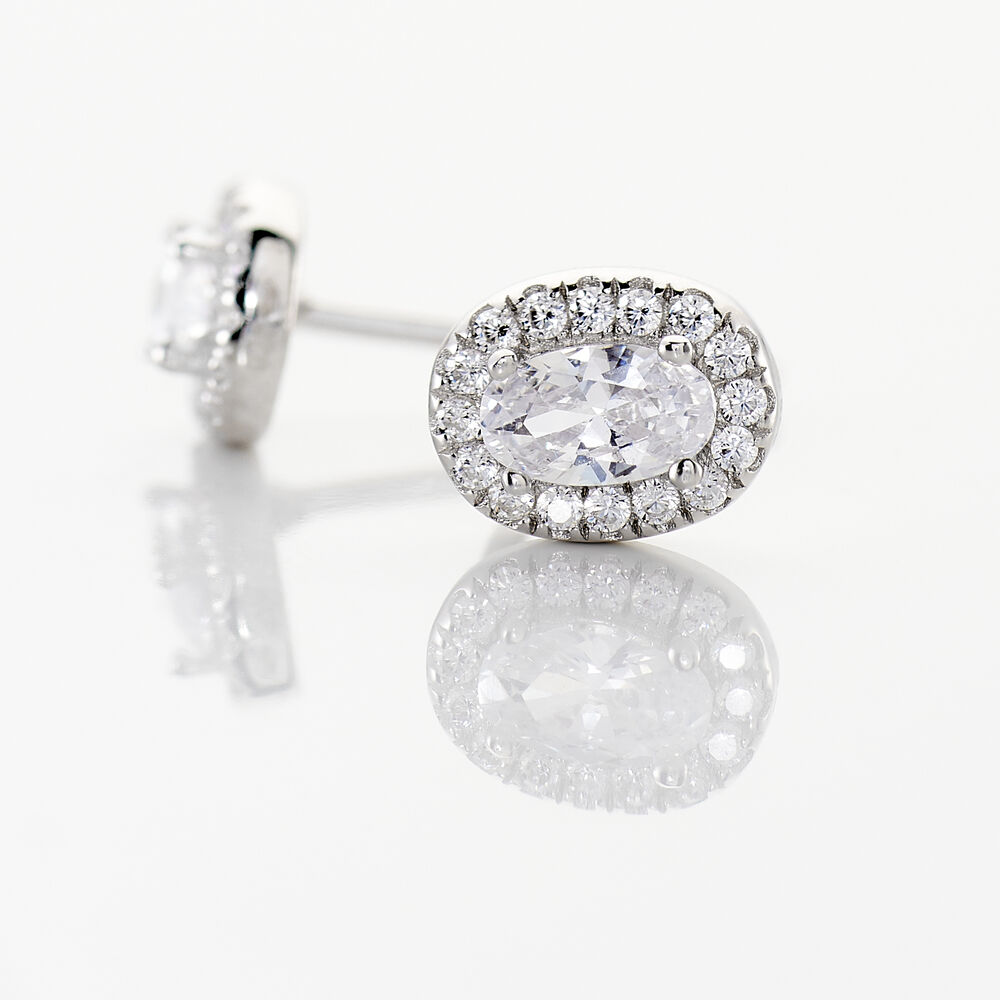 Boucles D'oreilles Puces Albertina Argent Blanc Oxyde De Zirconium - Puces Femme | Marc Orian