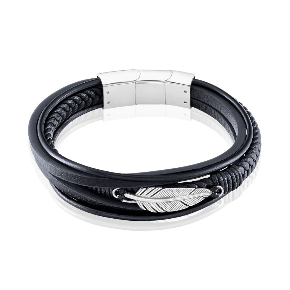 Bracelet Multirangs Acier Vieillit Georgio - Bracelets cuir Homme | Marc Orian