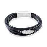 Bracelet Multirangs Acier Vieillit Georgio - Bracelets cuir Homme | Marc Orian