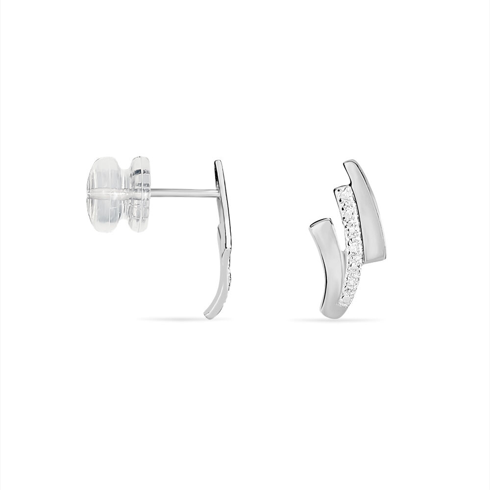Boucles D'oreilles Puces Ainhoa Or Blanc Diamant - Puces Femme | Marc Orian