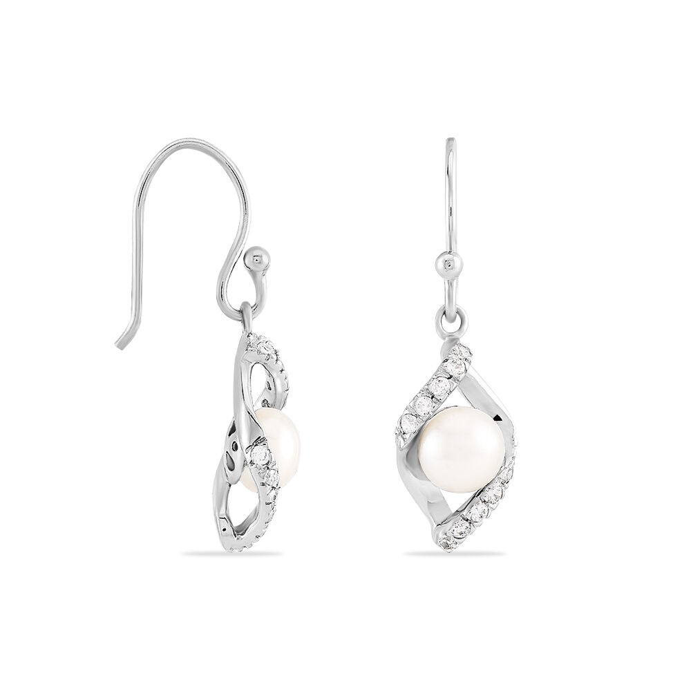 Boucles D'oreilles Pendantes Laurene Argent  Perle De Culture Et Oxyde - Pendantes Femme | Marc Orian