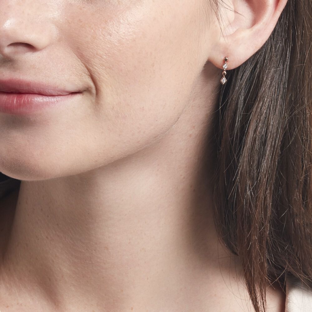 Boucles D'oreilles Puces Argent Rose Donaoxydes De Zirconium - Puces Femme | Marc Orian