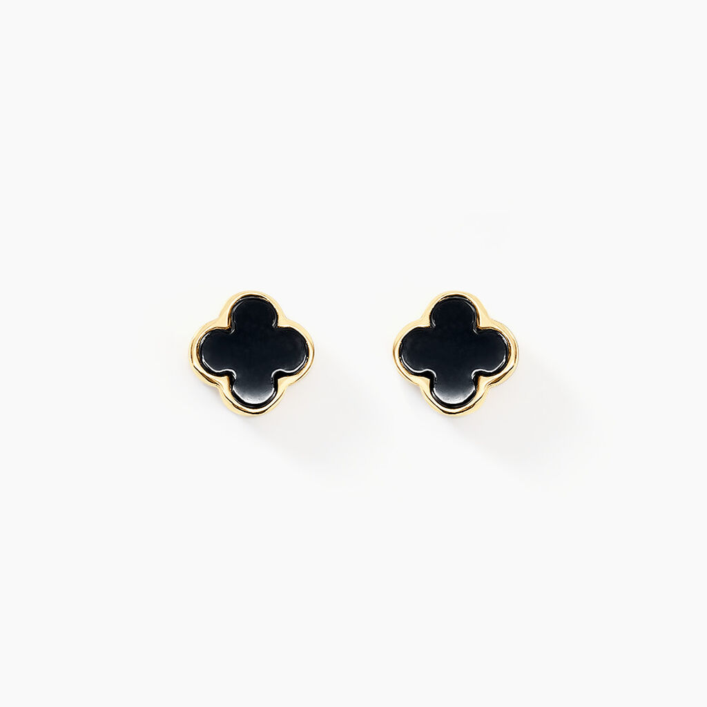 Boucles D'oreilles Puces Stellya Or Jaune Onyx - Puces Femme | Marc Orian