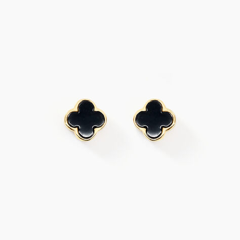 Boucles D'oreilles Puces Stellya Or Jaune Onyx - Puces Femme | Marc Orian