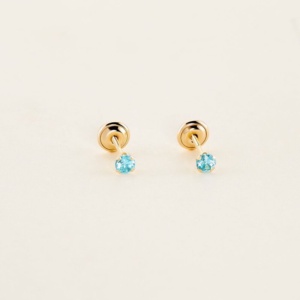 Boucles D'oreilles Puces Pepita Or Jaune Oxyde De Zirconium - Puces Famille | Marc Orian
