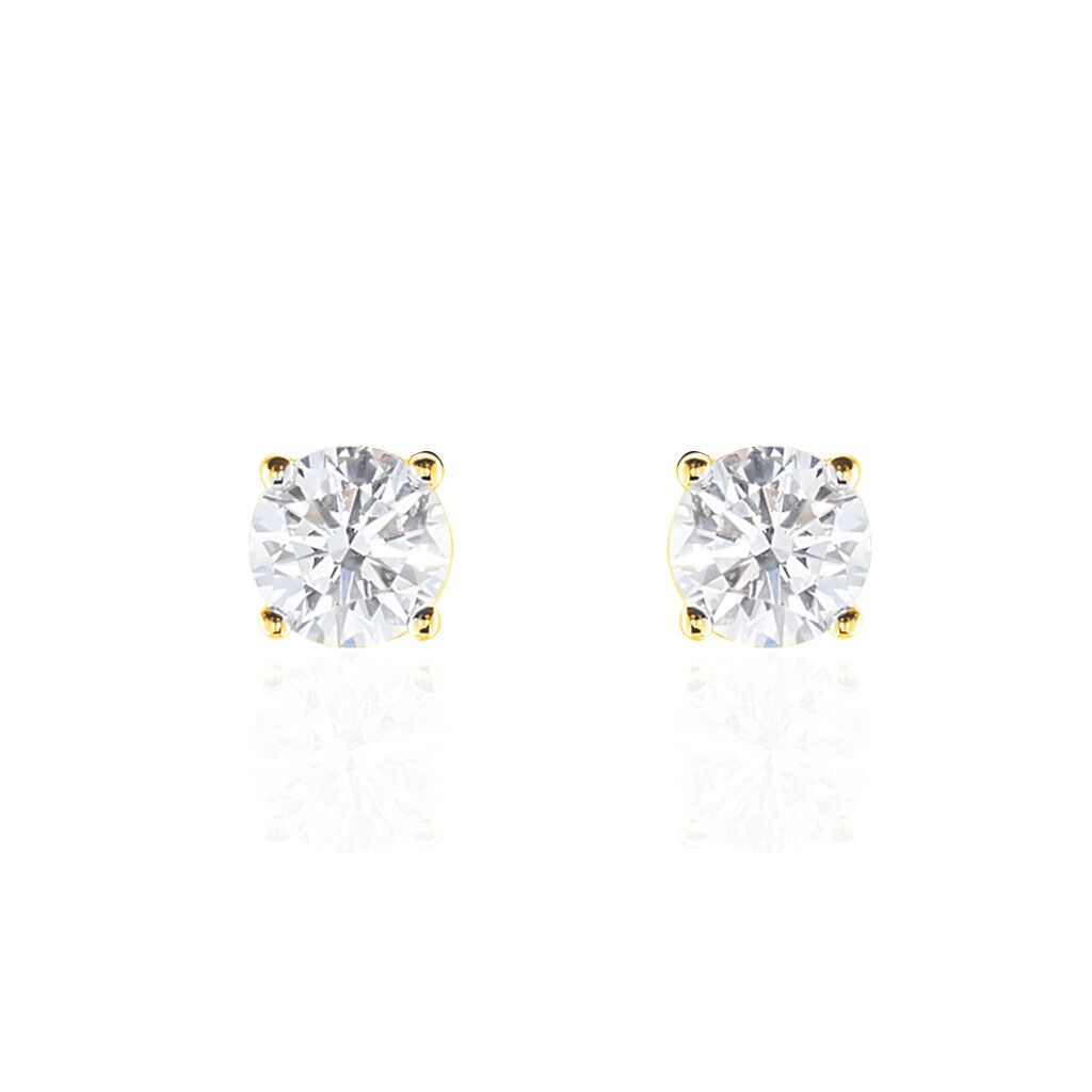 Boucles D'oreilles Puces 4 Griffes Or Jaune Diamant Synthetique - Puces Femme | Marc Orian