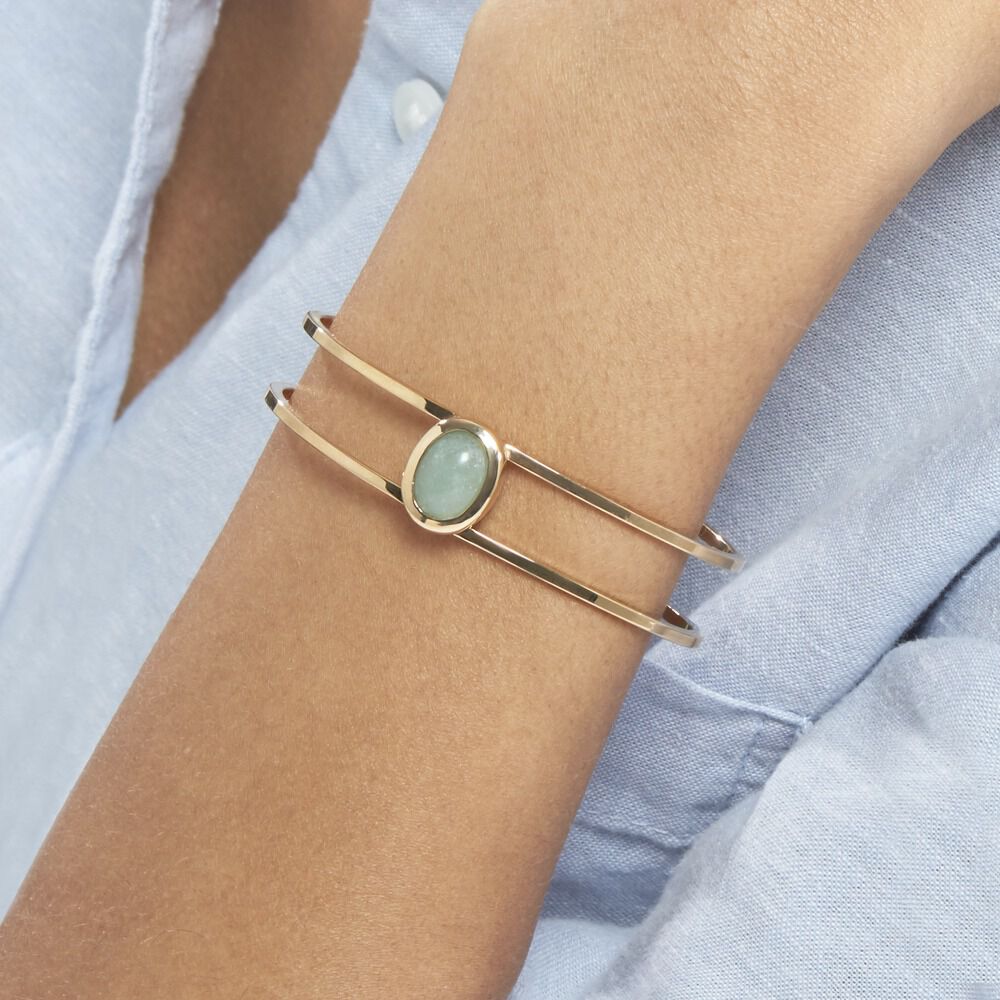 Bracelet Jonc Veina Plaqué Or Jaune Aventurine - Bracelets joncs Femme | Marc Orian
