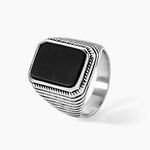 Chevaliere Acier Blanc Romanus Pierre - Bijoux fantaisie Homme | Marc Orian