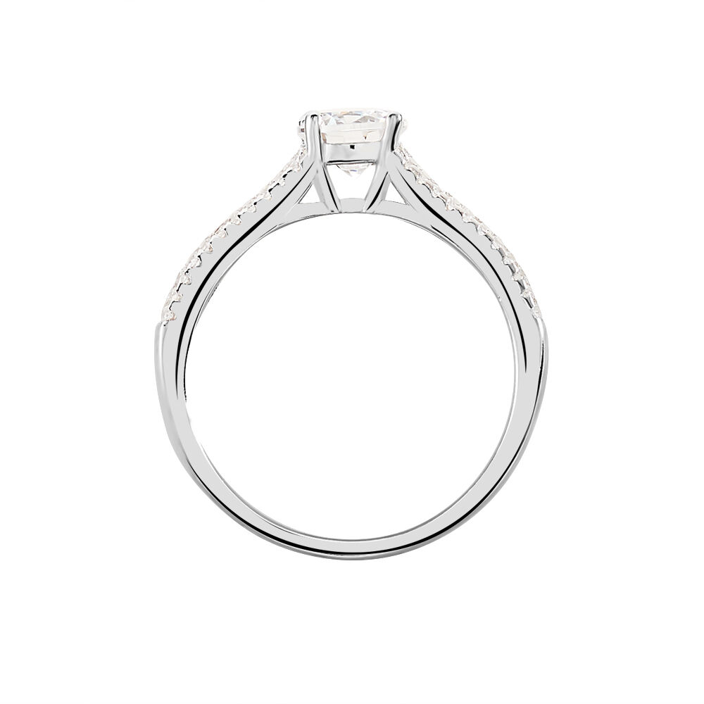 Bague Solitaire Hamane Argent Blanc Oxyde De Zirconium - Solitaires Femme | Marc Orian