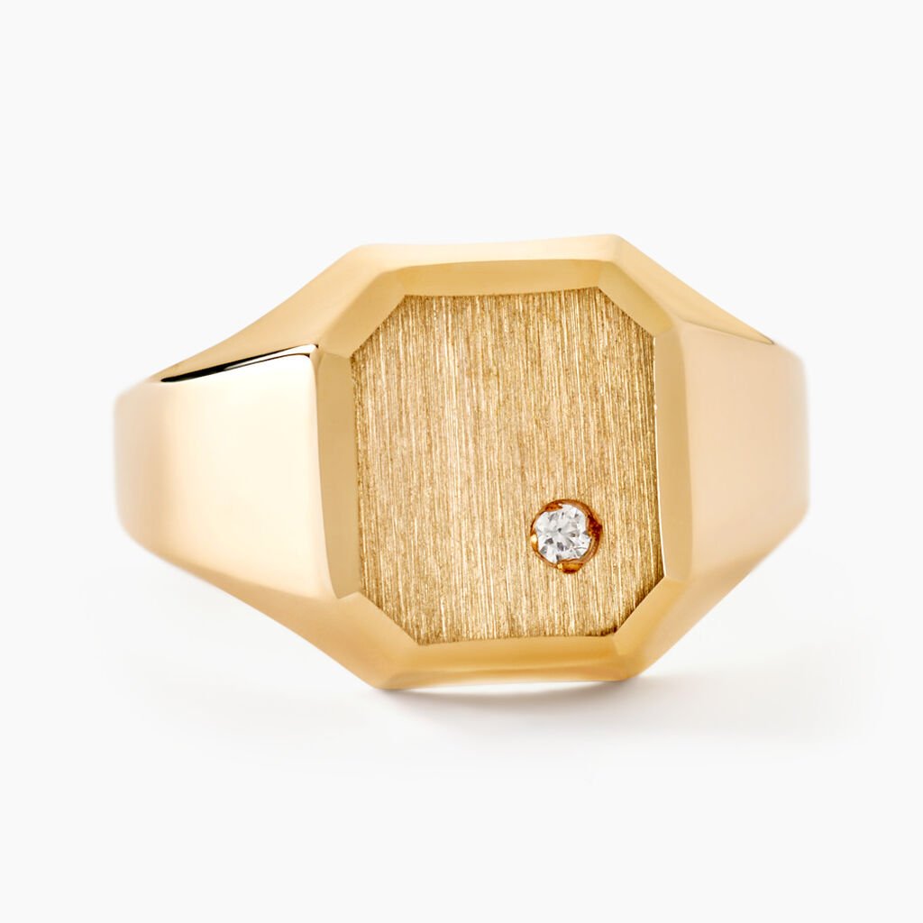 Chevali&egrave;re Malcolm Carree Or Jaune Oxyde De Zirconium - Bijoux personnalis&eacute;s Homme | Marc Orian