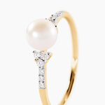 Bague Lonny Or Jaune Perle De Culture Et Oxyde De Zirconium - Parures de mariage Femme | Marc Orian