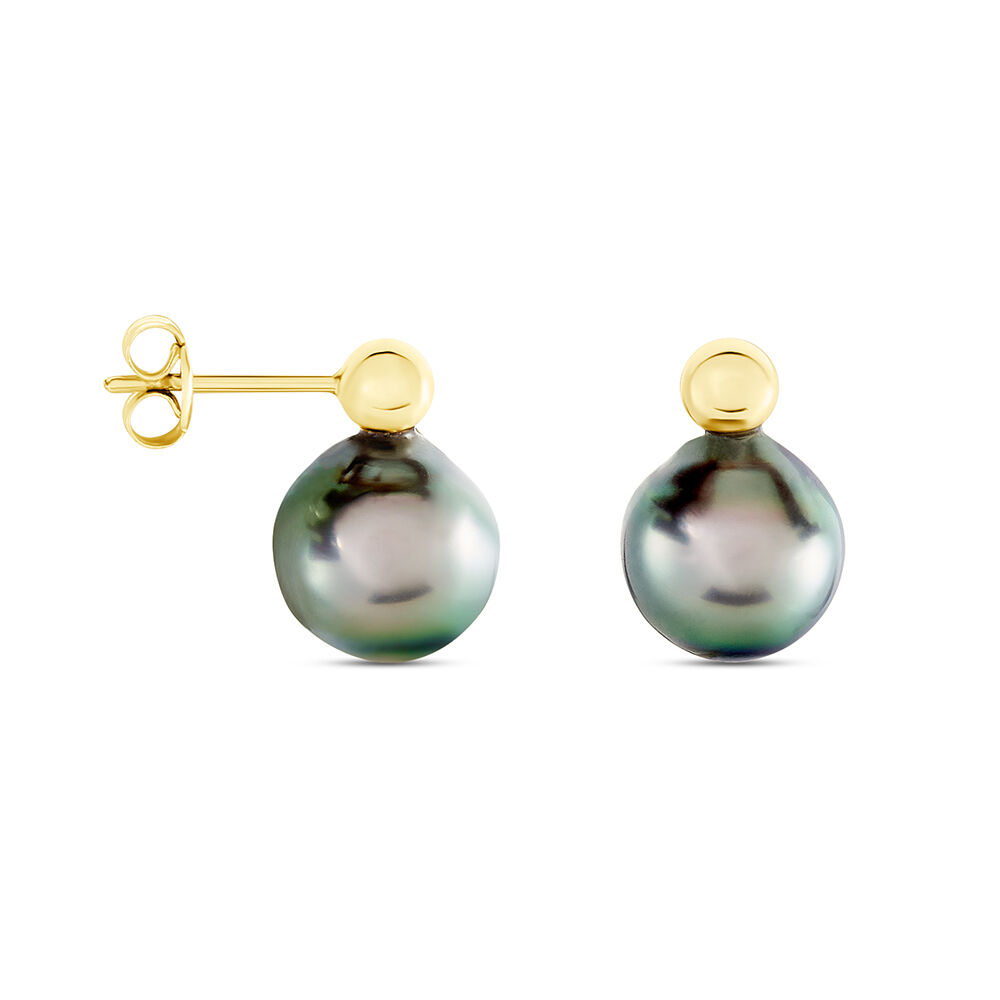 Boucles D'oreilles Puces Baroque Or Jaune Perle De Culture De Tahiti - Puces Femme | Marc Orian