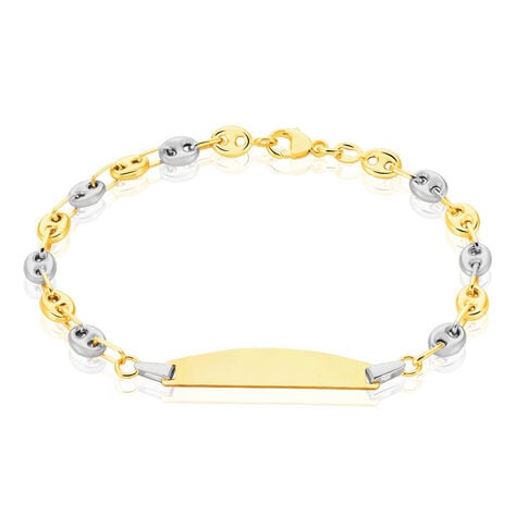 Bracelet Identité Evin Maille Grain De Cafe Or Bicolore - Gourmettes Enfant | Marc Orian