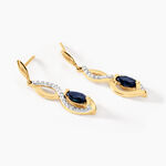 Boucles D'oreilles Pendantes Ondulations Or Jaune Saphir Diamant - Boucles d'oreilles mariage Femme | Marc Orian