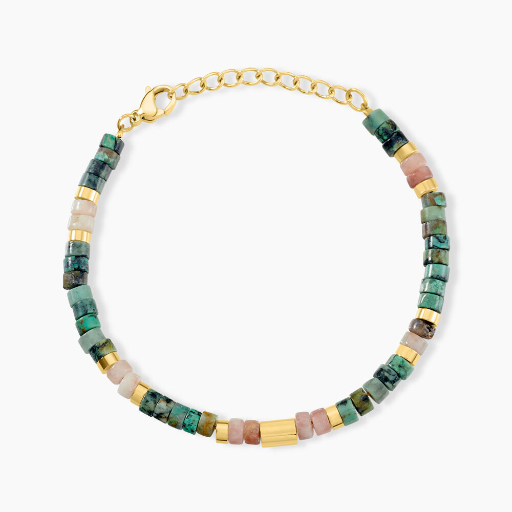 Bracelet Acier Doré Jaspe Africain Quartz - Bracelets chaînes Femme | Marc Orian