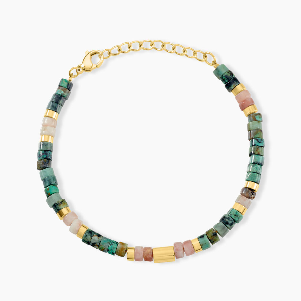 Bracelet Acier Doré Jaspe Africain Quartz - Bracelets chaînes Femme | Marc Orian