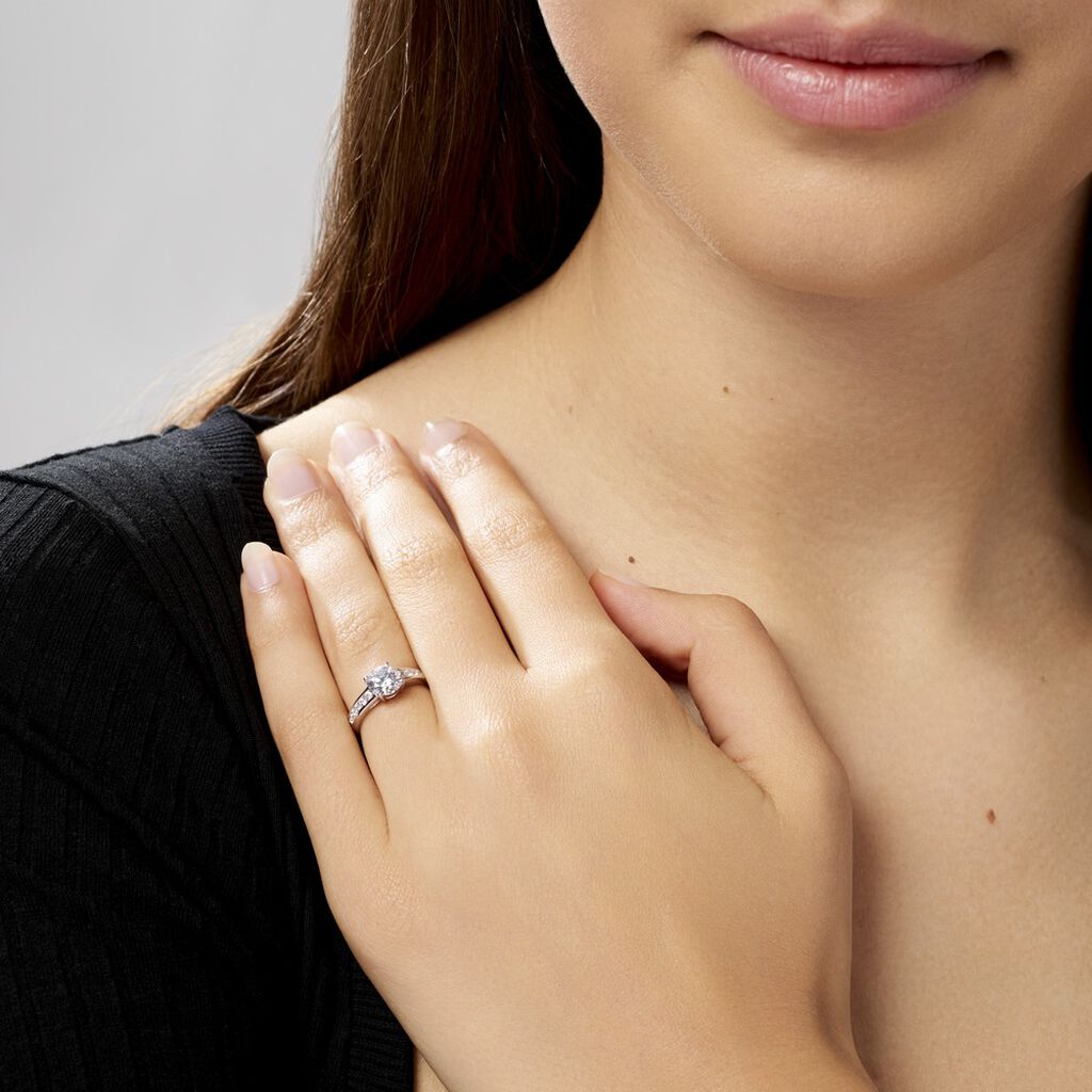 Bague Solitaire Tatjana Or Blanc Oxyde De Zirconium - Bagues Solitaire Femme | Marc Orian