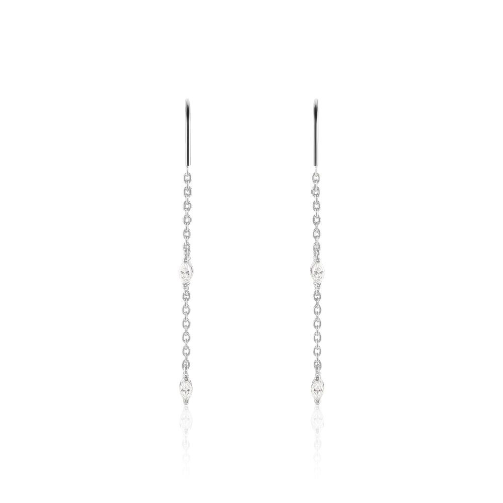 Boucles D'oreilles Pendantes Garsha Argent Blanc Oxyde De Zirconium - Pendantes Femme | Marc Orian