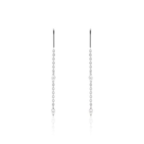 Boucles D'oreilles Pendantes Garsha Argent Blanc Oxyde De Zirconium - Pendantes Femme | Marc Orian
