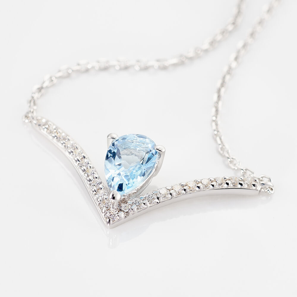 Collier Marlene Or Blanc Topaze Et Oxyde De Zirconium - Colliers avec pierres Femme | Marc Orian