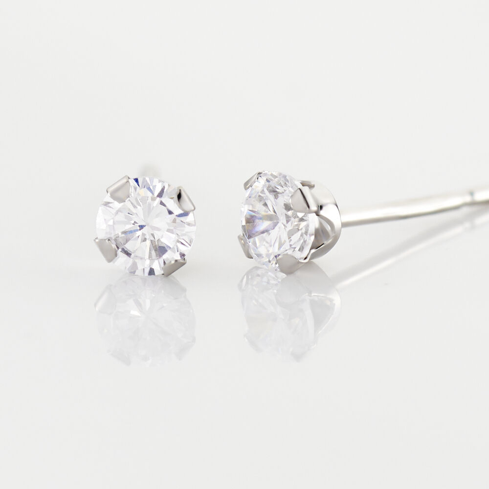 Boucles D'oreilles Puces Eddie Or Blanc Oxyde De Zirconium - Puces Femme | Marc Orian