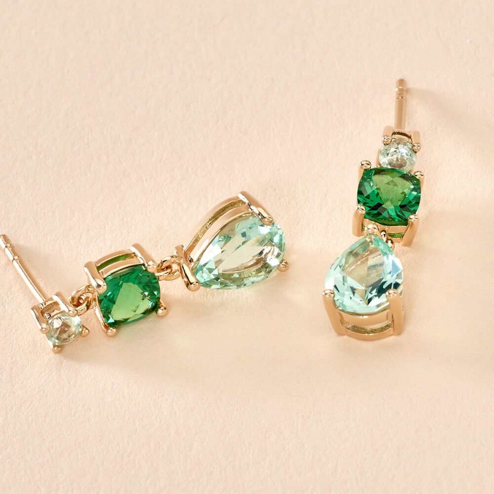 Boucles D'oreilles Pendantes Huffie Plaqué Or Jaune Pierre D'imitation - Pendantes Femme | Marc Orian