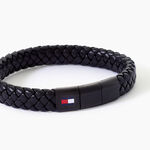 Bracelet Tommy Hilfiger Round Braided Cuir De Veau Noir - Bracelets cuir Homme | Marc Orian