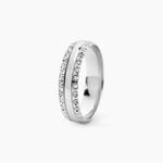 Alliance June 2 Rangs Diamantee Demi Jonc Classique Or Blanc - Alliances duo Unisex | Marc Orian