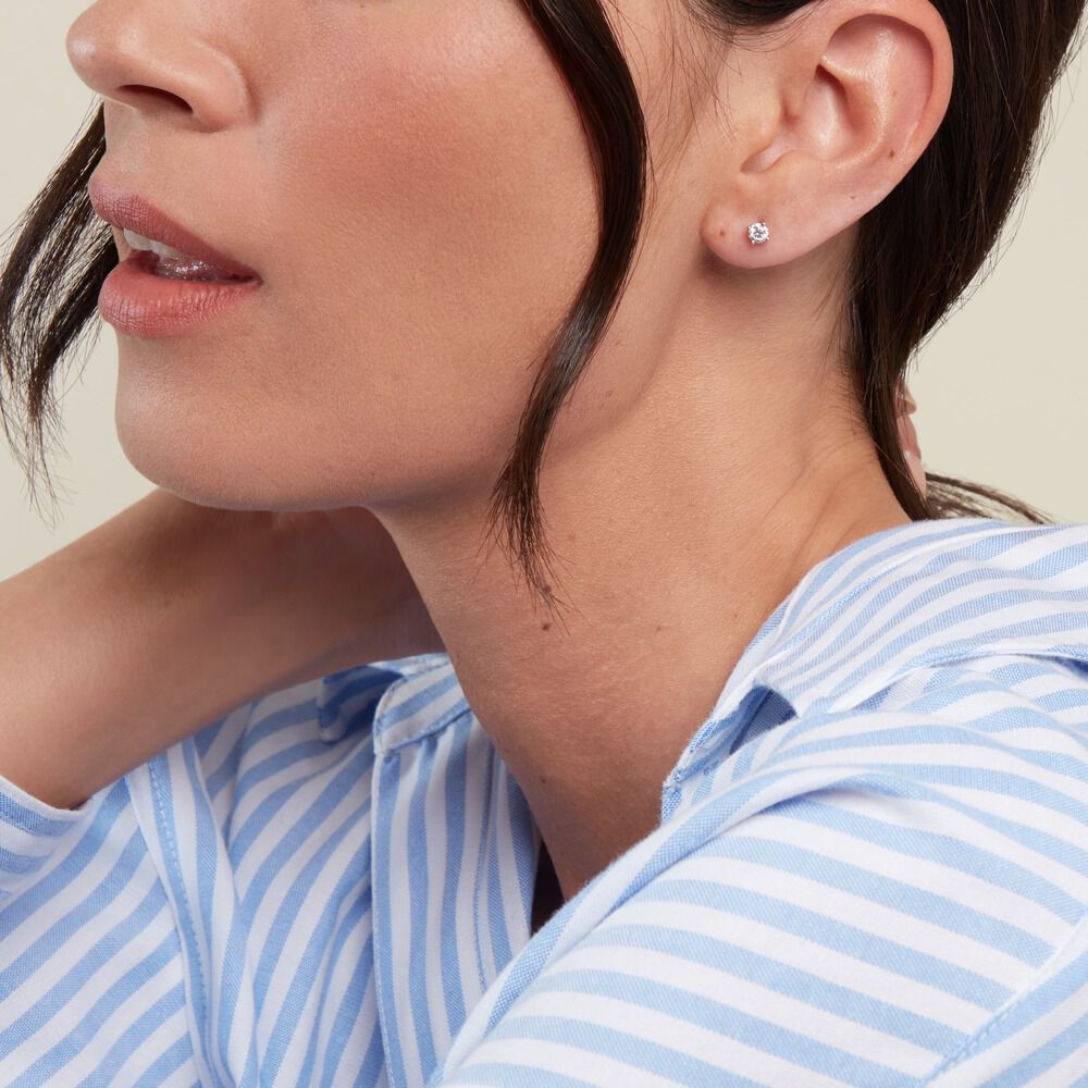 Boucles D'oreilles Puces Or Blanc Aphrodite Diamant - Puces Femme | Marc Orian