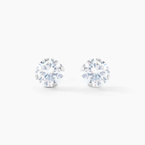 Boucles D'oreilles Puces Eddie Or Blanc Oxyde De Zirconium - Puces Femme | Marc Orian